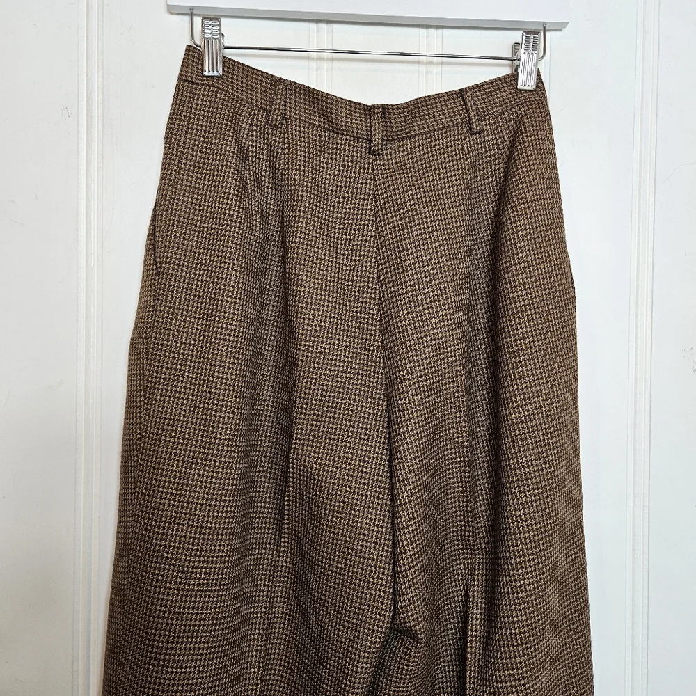 Vintage Rafaella Houndstooth Wool High Rise Pleated Trousers Pants Size 6 - Picture 7 of 13
